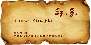 Szencz Zinajda névjegykártya